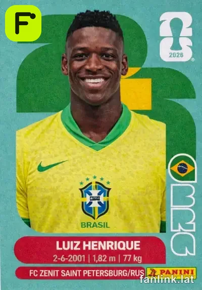 Luiz Henrique #BRA12 — Lámina Panini FIFA World Cup 2026 (Brazil)