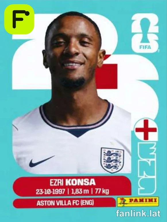 Ezri Konsa #ENG5 — Lámina Panini FIFA World Cup 2026 (England)