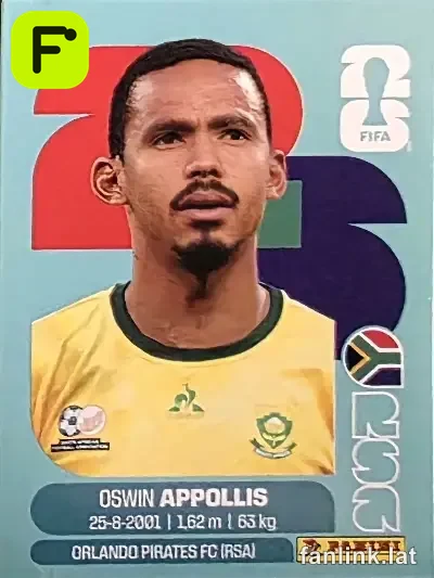 Oswin Appollis #RSA20 — Lámina Panini FIFA World Cup 2026 (South Africa)