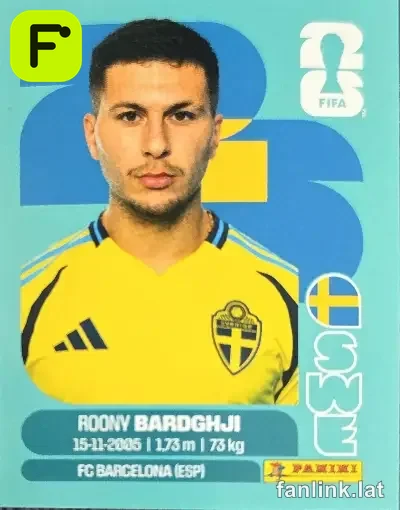 Roony Bardghji #SWE16 — Lámina Panini FIFA World Cup 2026 (Sweden)
