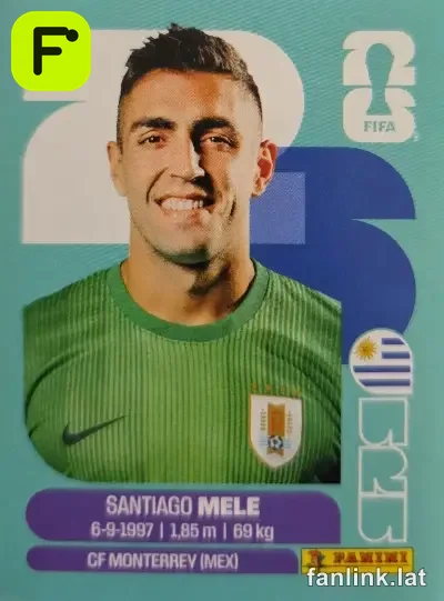 Santiago Mele #URU3 — Lámina Panini FIFA World Cup 2026 (Uruguay)